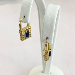Navy Mini Locket Earrings.