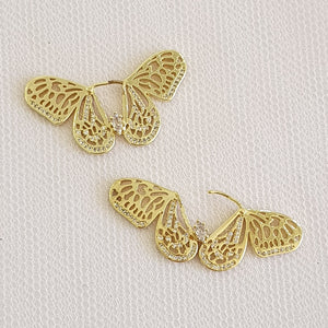 Gold Butterfly Dangle Hoops