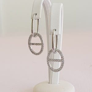 Silver Sparkle Link Dangle Earrings