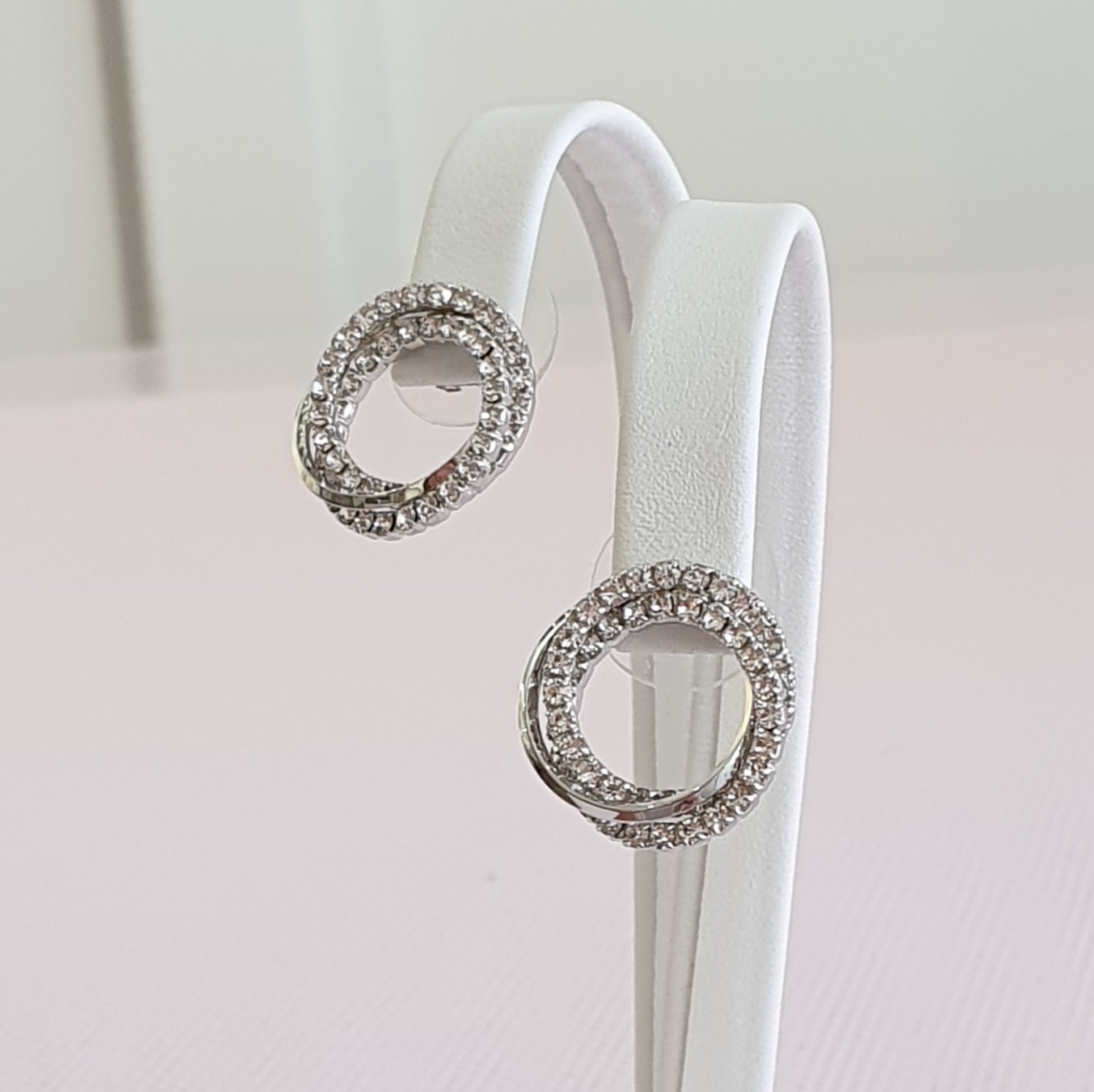 Silver Sparkle Intertwined Loop Studs