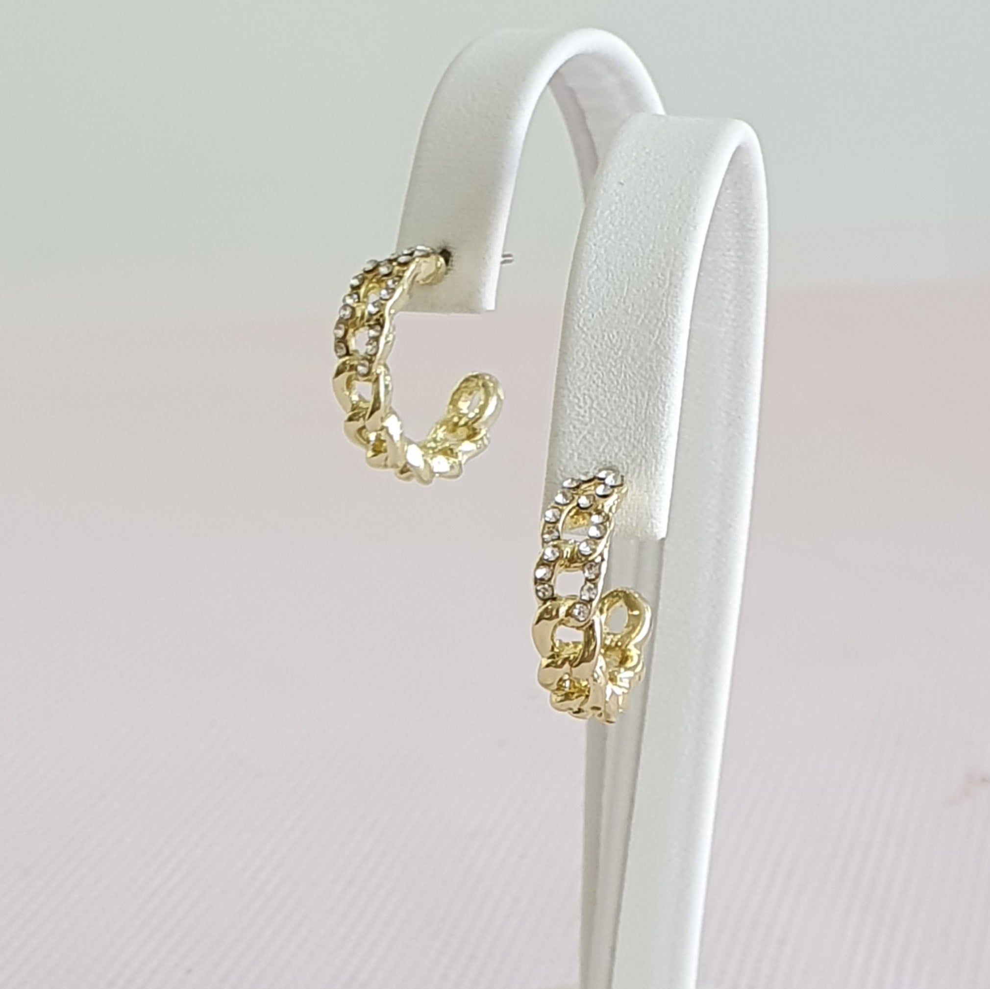 Gold Sparkle Chain Link Open Hoops