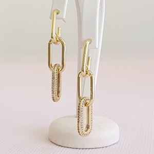 Gold Sparkle Dangle Chain Drop Earrings
