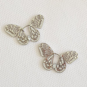 Silver Butterfly Dangle Hoops