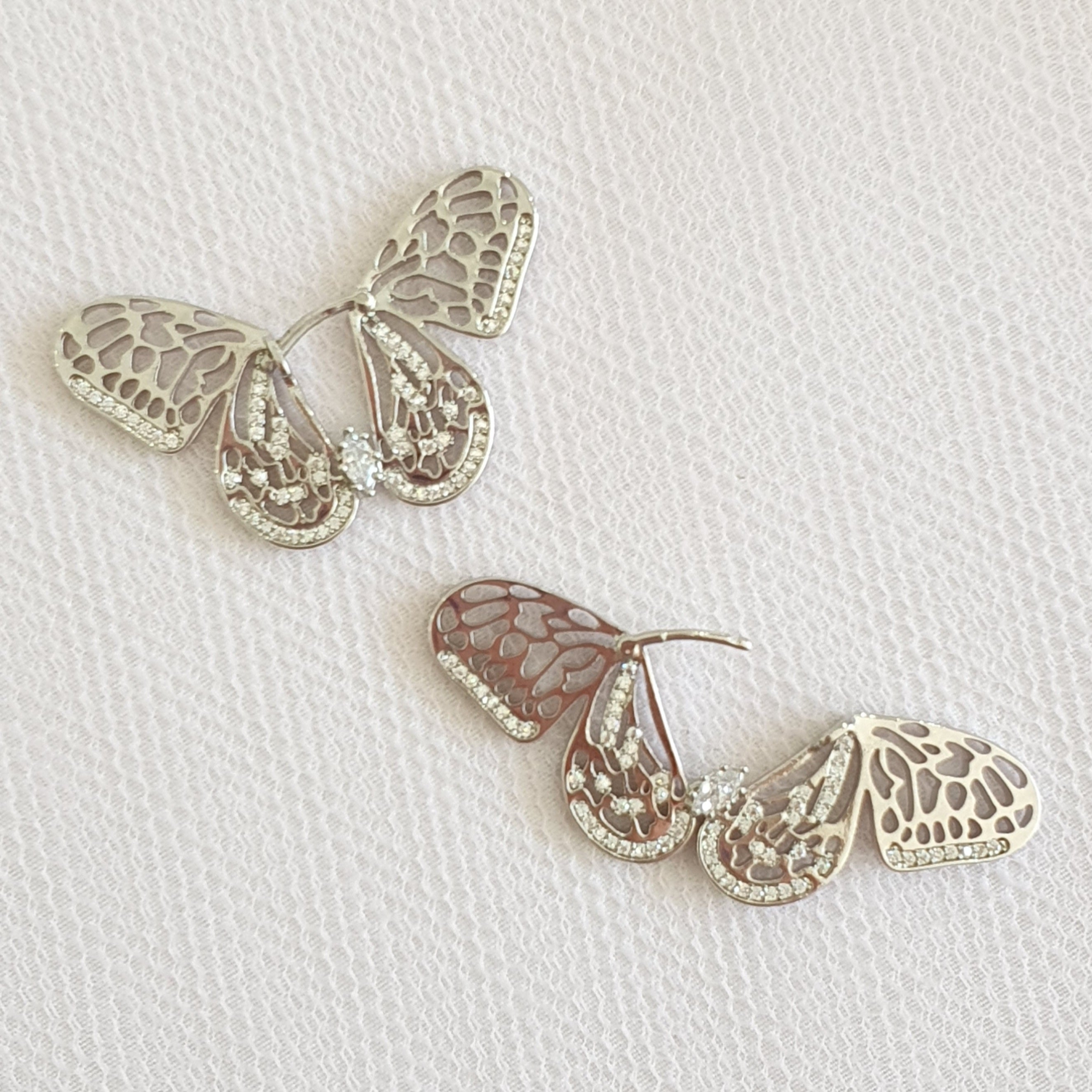 Silver Butterfly Dangle Hoops