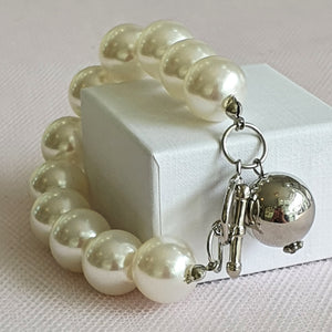Large Pearl and Silver Bracelet