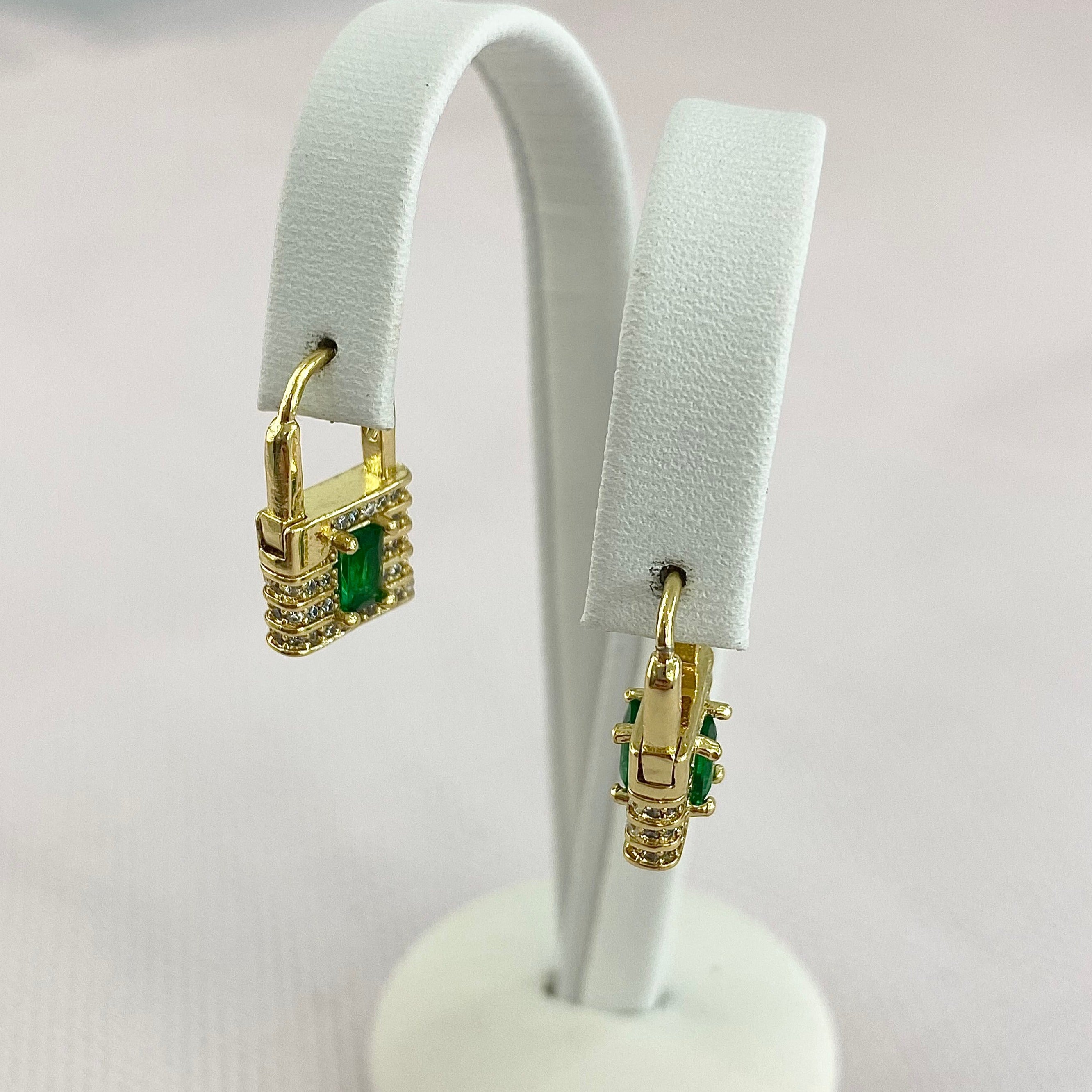Emerald Mini Locket Earrings.