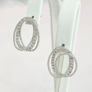 Silver Rhinestone Ring Earrings.