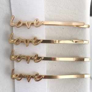 'Love' Gold Hairclip