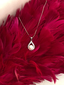 Teardrop Diamond Pearl Necklace