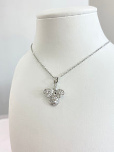 Silver Bumble Bee Rhinestone Necklace.