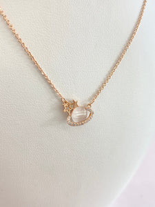 Mini Rose Gold Saturn Necklace.