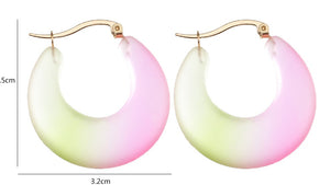 Pastel Pink and Green Resin Hoops